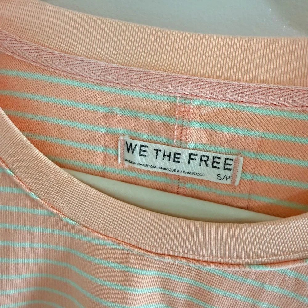 Free People Everyday Peach Striped Cotton Tee - Picture 5 of 6
